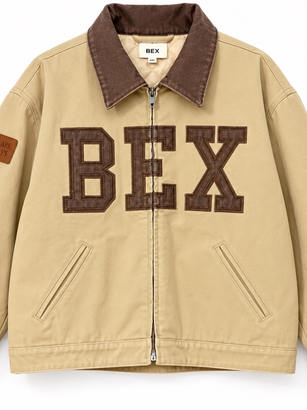 House of BEX These Are The Days Patch Workwear Jacket Tan XXL Unisex